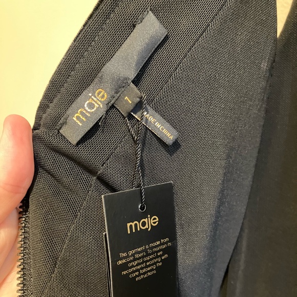 *NWT* Maje Black Velvet Pleated Dress- Size 1 - Picture 8 of 10